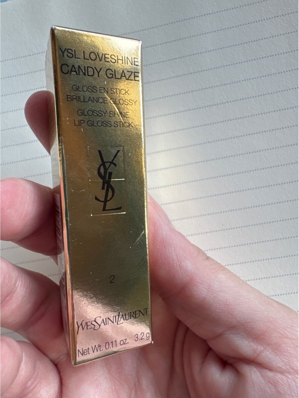 YSL Loveshine Candy Glaze 2 Healthy Glow Plumper Lip Gloss Stick 3.2g New Box